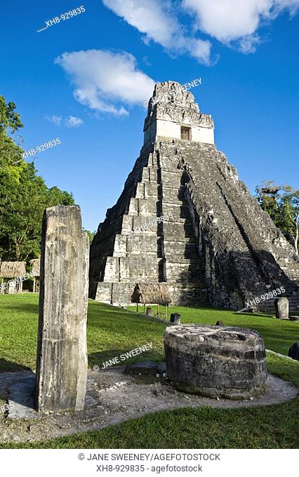 Temple I also known as Temple of the Great Jaguar, Great Plaza, Tikal, El Peten department, Guatemala