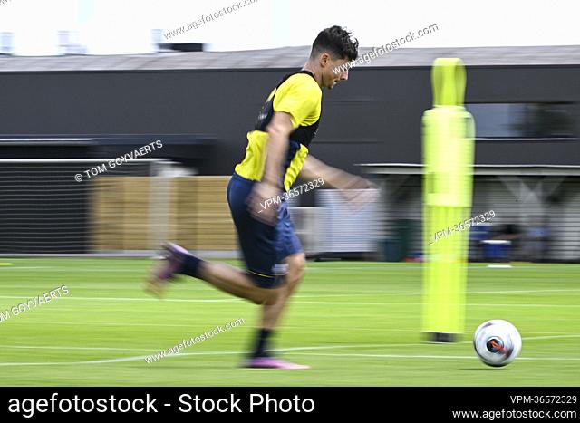 Union's Dante Vanzeir pictured during a training session ahead of the 2022-2023 season, of Belgian first division soccer team Royale Union Saint-Gilloise