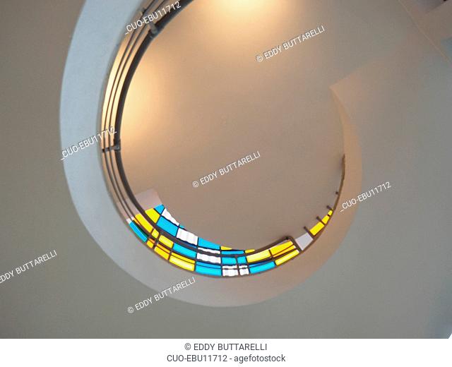 Cinq couleurs pur une cylindre, Daniel Buren artist, Palazzo della Triennale, design and architecture museum, Parco Sempione park, Milan, Lombardy, Italy