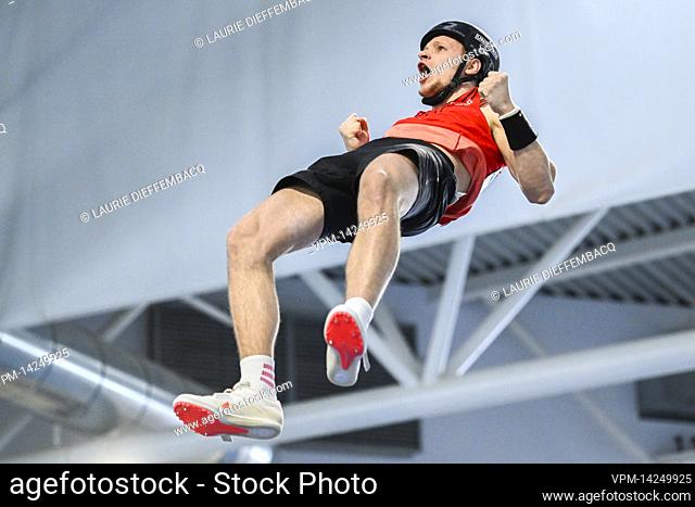 Belgian Guillaume Gobin pictured in action during the Belgian indoor athletics championships, Saturday 26 February 2022, in Louvain-la-Neuve