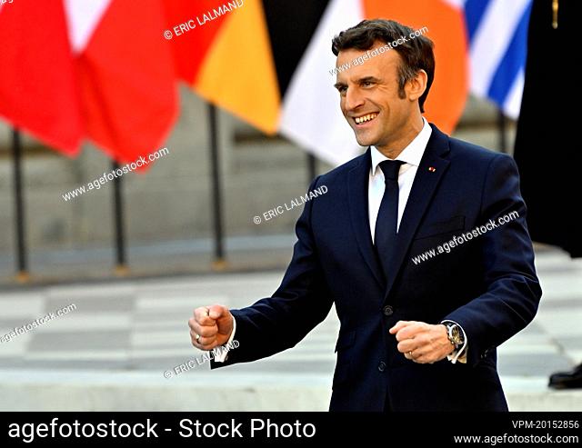 President of France Emmanuel Macron pictured at the arrivals ahead of an informal meeting of the Heads of State or Government of the European Union