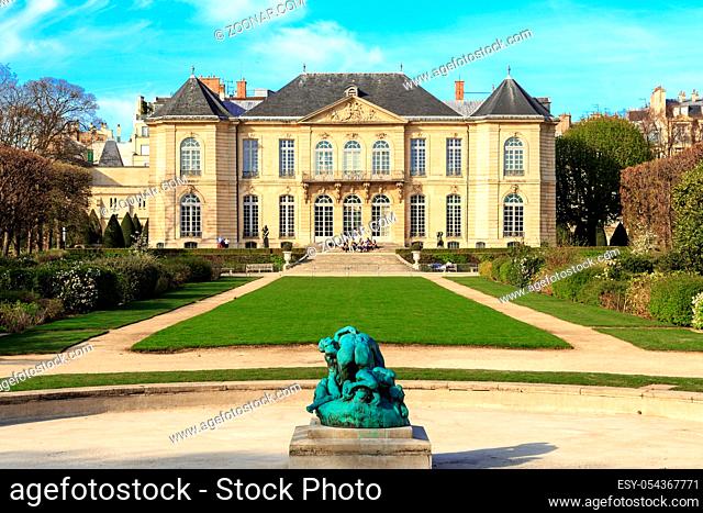 Paris, France - March 30, 2017: Rodin is a French sculptor. Rodin Museum in Paris, France. It displays works by the French sculptor Auguste Rodin