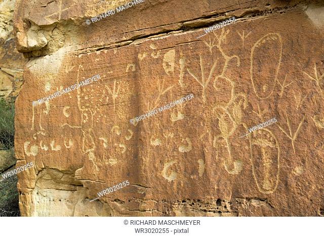 Petroglyphs, up to 1500 years old, Crow Canyon, New Mexico, United States of America, North America