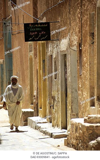 A man in a street in Metlili Chaamba, M'zab Valley, Ghardaia, Algeria