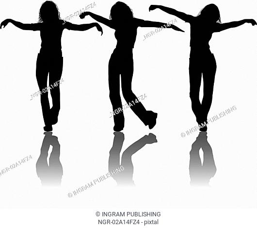 Vector silhouettes young girl