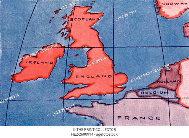 'The British Isles and Northern Europe at Noon in spring or Autumn', 1935. Artist: Unknown