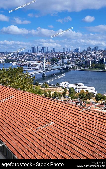 View of Golden Horn and Metro bridge, Istanbul, Turkey