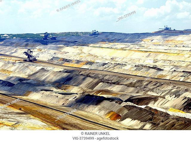 GERMANY, JACKERATH, 05.06.2013, Excavators in the lignite mining site Hambach - Jackerath, Northrhine-, Germany, 05/06/2013