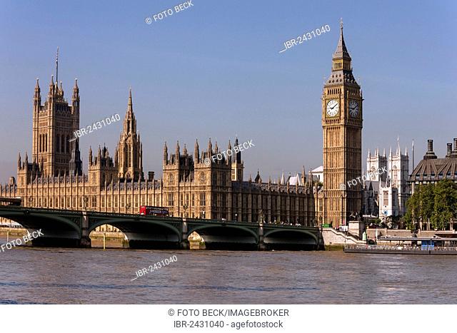 Big Ben, Westminster Palace, Houses of Parliament, Unesco World Heritage Site, Westminster Bridge, London, England, United Kingdom, Europe