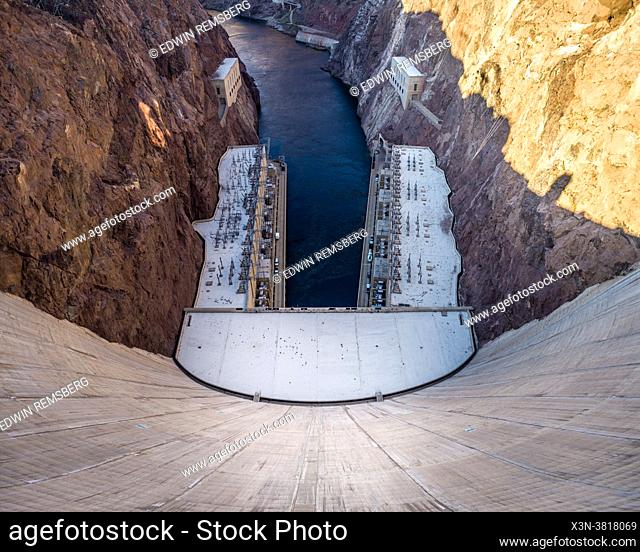 View looking down the Hoover Dam, Nevada-Arizona border