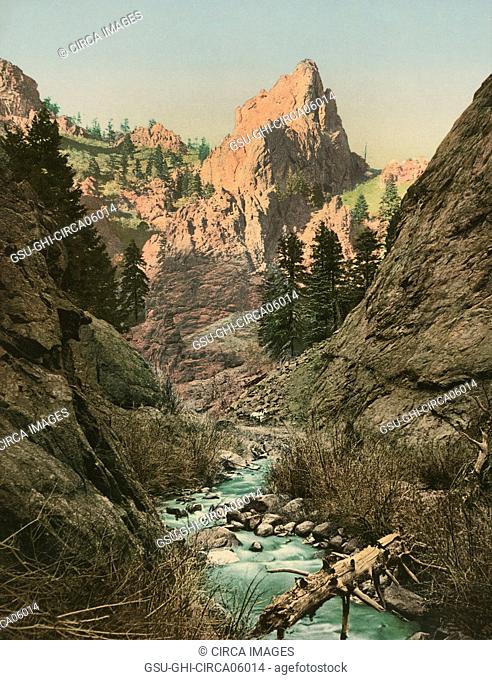 South Cheyenne Canyon, Colorado, USA, Photochrome Print, Detroit Publishing Company, 1901