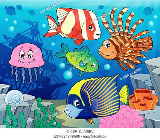 Coral reef fish theme image