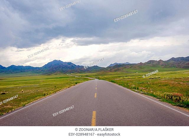 Road at Sayram Lake, China