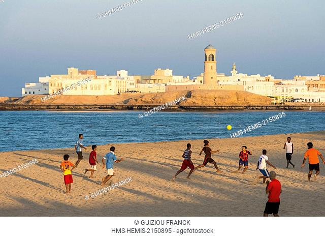 Sultanate of Oman, gouvernorate of Ash Sharqiyah, the port of Sur, the Corniche, Ayjah village in the background