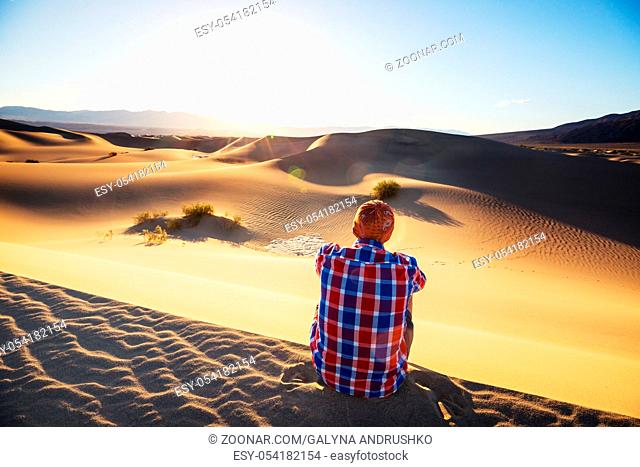 Man in sand desert