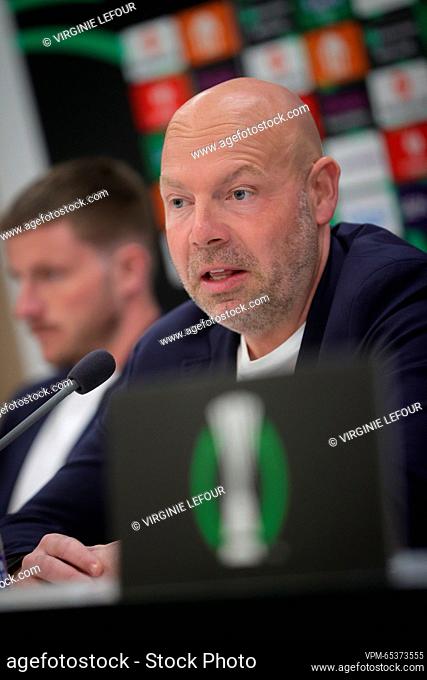 Anderlecht's head coach Brian Riemer pictured during a press conference of Belgian soccer team RSC Anderlecht, Wednesday 19 April 2023 in Alkmaar