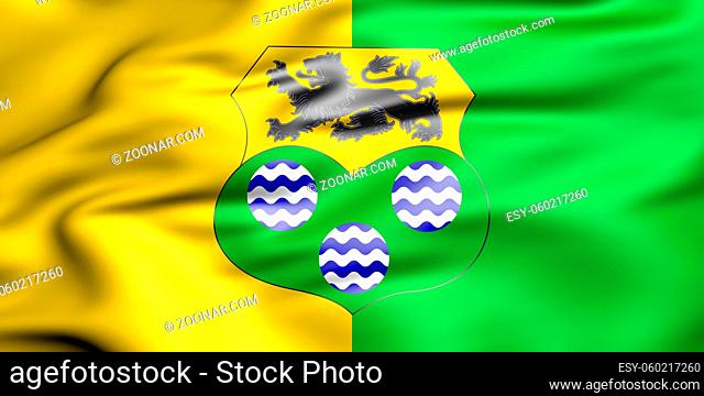 3D Flag of Leitrim county, Ireland. 3D Illustration