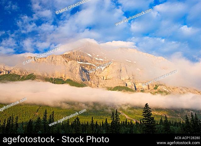 Morning fog on Cascade Mountain Banff National Park Alberta Canada