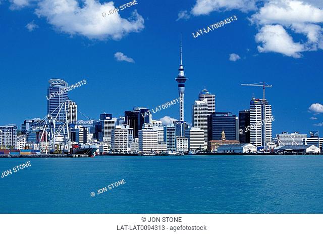 CBD, central business district. Modern buildings. Waterfront