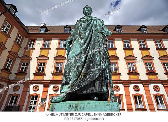 Monument of Maximilian II of Bavaria, in front of the Altes Schloss castle, Bayreuth, Bavaria, Germany
