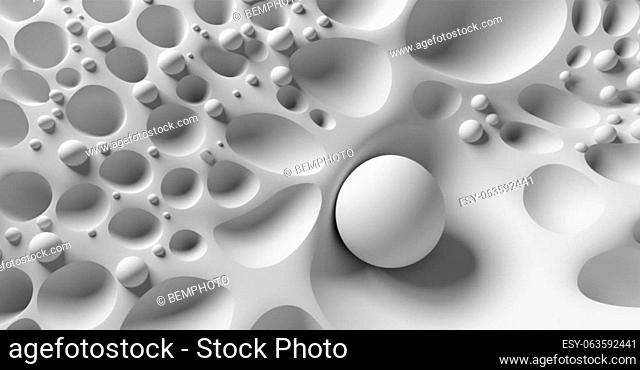 White volumetric abstract background curved lines and shapes AI generated image