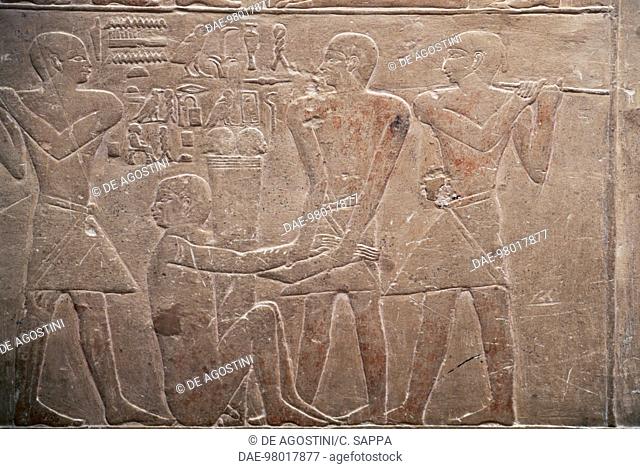 Corporal punishment scene, relief of the Mastaba of Mereruka, 2340 BC, Necropolis of Saqqara, Memphis (UNESCO World Heritage List, 1979), Egypt