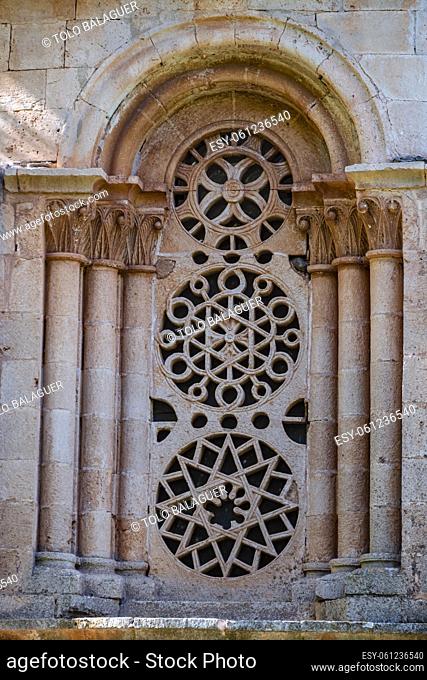 Ermita de Santa Coloma, window flared in a semicircular arch, Albendiego, Guadalajara province, Spain