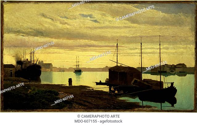 Canale della Giudecca, by Ciardi Guglielmo, 1869, 19th Century, oil on canvas. Italy, Veneto, Venice, Ca' Pesaro, International Gallery of Modern Art