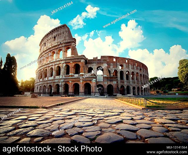 Ancient Colosseum in Rome in the afternoon