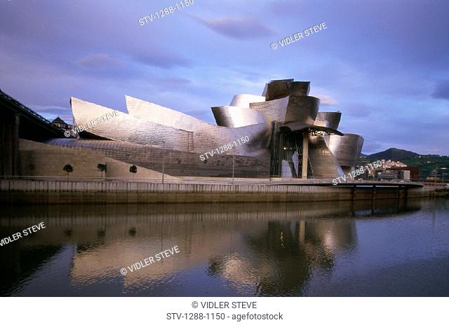 Art, Bilbao, Contemporary, Estuary, Frank, Gehry, Guggenheim, Holiday, Landmark, Modern, Museum, Nervion, Spain, Europe, Titaniu