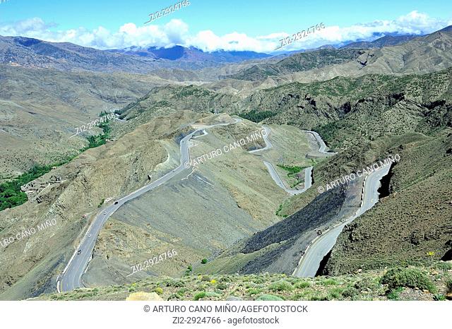 The road to Tizi n'Tichka pass. The High Atlas. Morocco