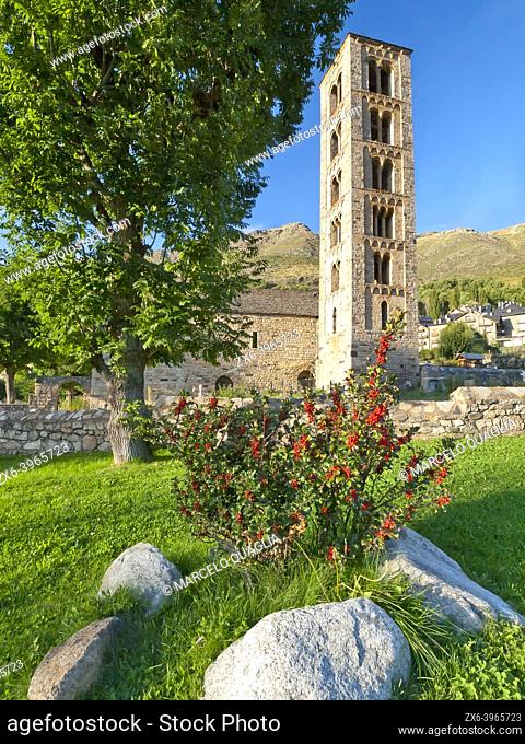 Sant Climent Romanesque Church at Taüll villaje. Declared by UNESCO a World Heritage Site, built in the XII century. Boí Valley near Aiguestortes National Park