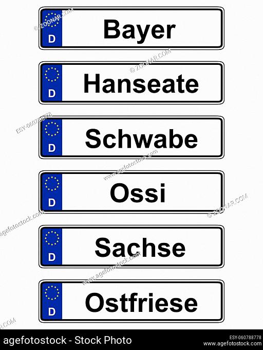 Autoschild auf weiss - German specific vehicle registration plate on white
