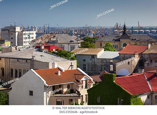 Romania, Black Sea Coast, Constanta, elevated view of the Constanta Port, late afternoon