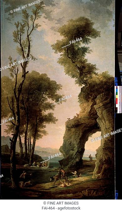 Landscape. Robert, Hubert (1733-1808). Oil on canvas. French Painting of 18th cen. . State Open-air Museum Peterhof, St. Petersburg. 240x120. Painting