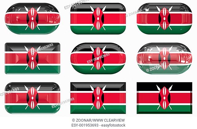 nine glass buttons of the Flag of Kenya