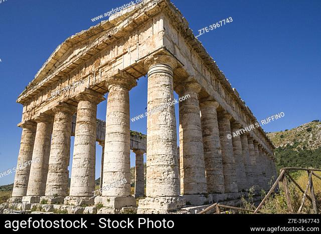 Angular view of Segesta temple. Segesta, Sicily, Italy, Europe