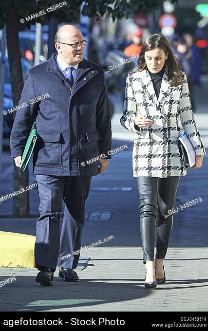 Queen Letizia of Spain attends a Meeting with the Board of Directors of FEDER at Feder offices on January 9, 2020 in Madrid, Spain