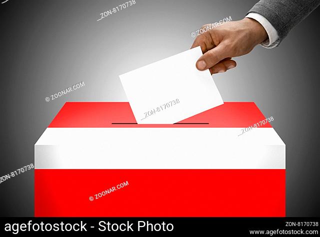 Ballot box painted into national flag colors - Austria