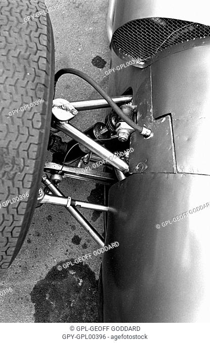 Aston Martin DBR4 suspension at Silverstone, England 1960