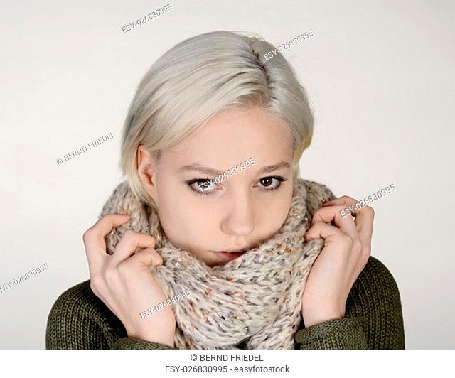 young woman with scarf