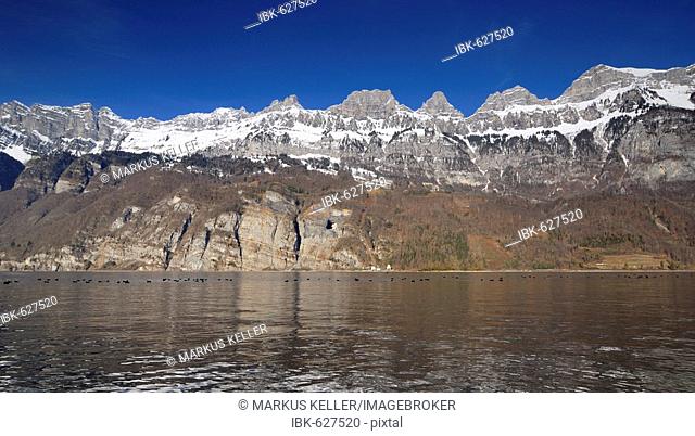 The lake Walensee and the Churfirsten mountains - Canton of St. Gallen, Switzerland, Europe