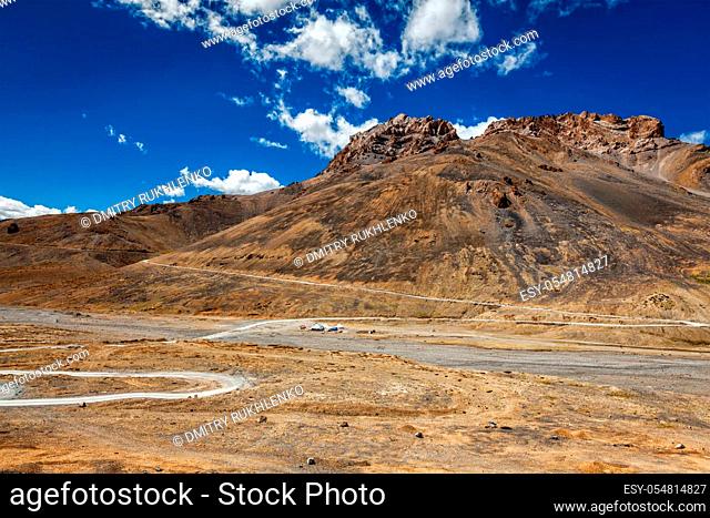 Manali-Leh trans Himalayan road to Ladakh in Indian Himalayas. Ladakh, India