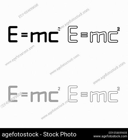 E mc squared Energy formula physical law E mc sign e equal mc 2 Education concept Theory of relativity icon outline set black grey color vector illustration...