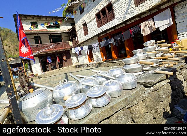 Rest Area, Small Village, Ghest House, Trek to Annapurna Base Camp, Annapurna Conservation Area, Himalaya, Nepal, Asia
