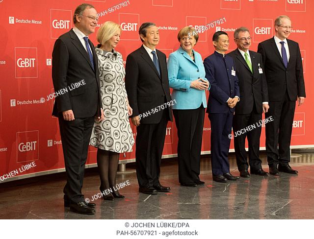 Stephan Weil (SPD, l-r), Minister-President of Lower-Saxony, Minister of Education and Research Johanna Wanka (CDU), China's vice president Ma Kai