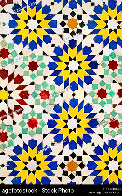Typical background from moroccan mosaic tiles