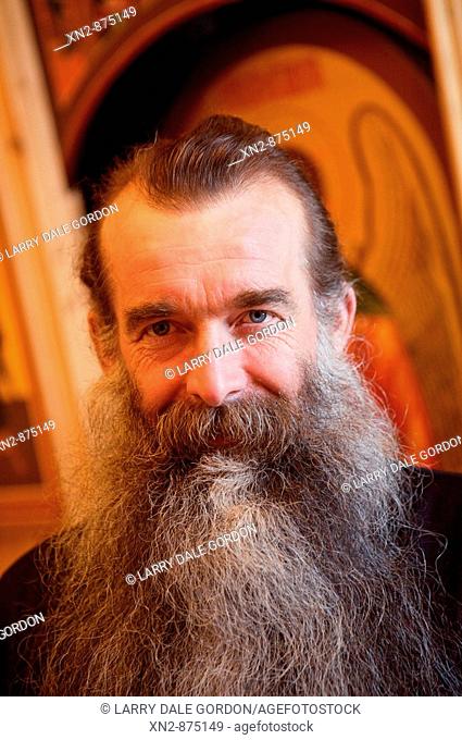 Russia. Tarbagatai Villlage of Old Believers of original Russian Orthodox. Father Sergai of his own church of Old Believers