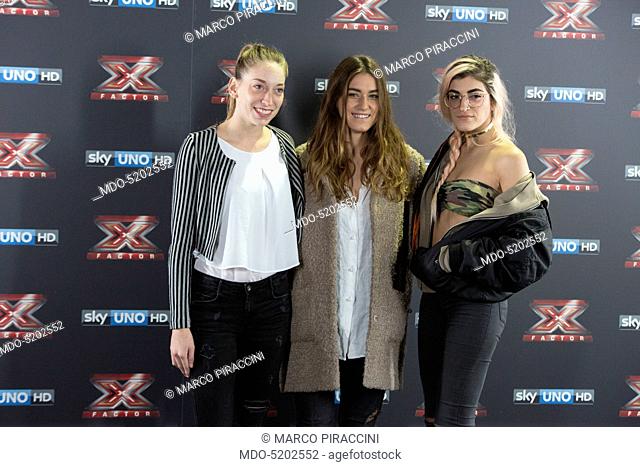 Team Fedez (Gaia Gozzi, Roshelle (Rossella Discolo) e Caterina Cropelli) during the press conference of presentation of the first live episode of the talent...