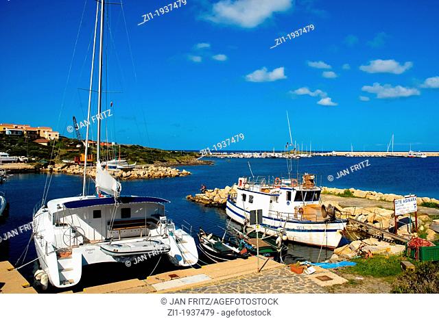 harbour with catamaran at Stintino, Sardinia